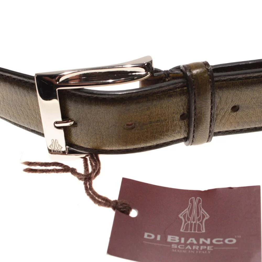 Di Bianco NWT Cut to Size Dress Belt In Green Pebbled Leather One Size